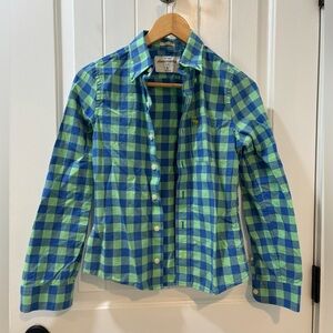 Abercrombie Kids Green Blue Plaid Long Sleeve Button Down Size Large